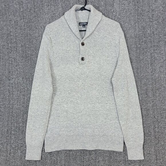 J Crew Mercantile Sweater Mens Small Gray Wool Blend Shawl Collar Pullover Knit - Picture 1 of 11